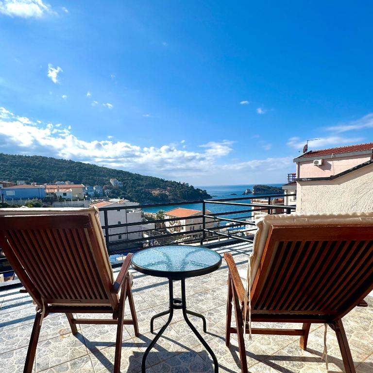 View of the Adriatic coast from a hotel balcony